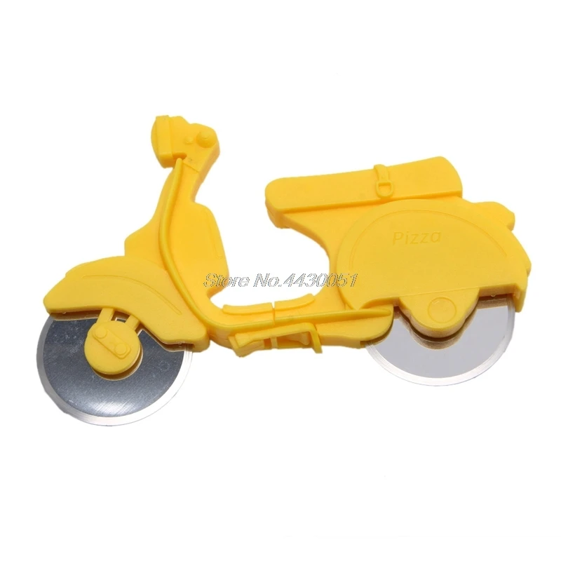Motorcycle Chopper Pizza Cutter Stainless Steel Dual Wheels Slicer Non-stick