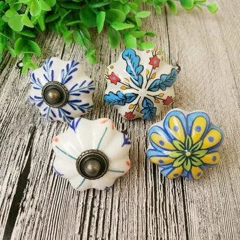 

Hand Painted Colorful Assorted Pumpkin Ceramic Knob Cabinet Cupboard Wardrobe Drawer Door Handle Pull With Screw