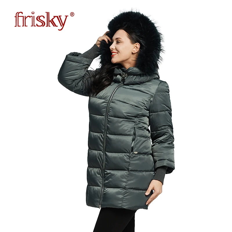 Frisky новинки зимний женский пухвик толстое пальто зима с натуральным мехом высокого качества брендовые Удобные Модные Повседневное пальто зима Для женщин одежды плюс размер 6XL FR-1001 - Цвет: 752 green
