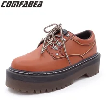 Весна г. Осенняя женская обувь Туфли-оксфорды Искусственная кожа обувь повседневная обувь Harajuku гот платформа Туфли на толстой мягкой подошве для женщин