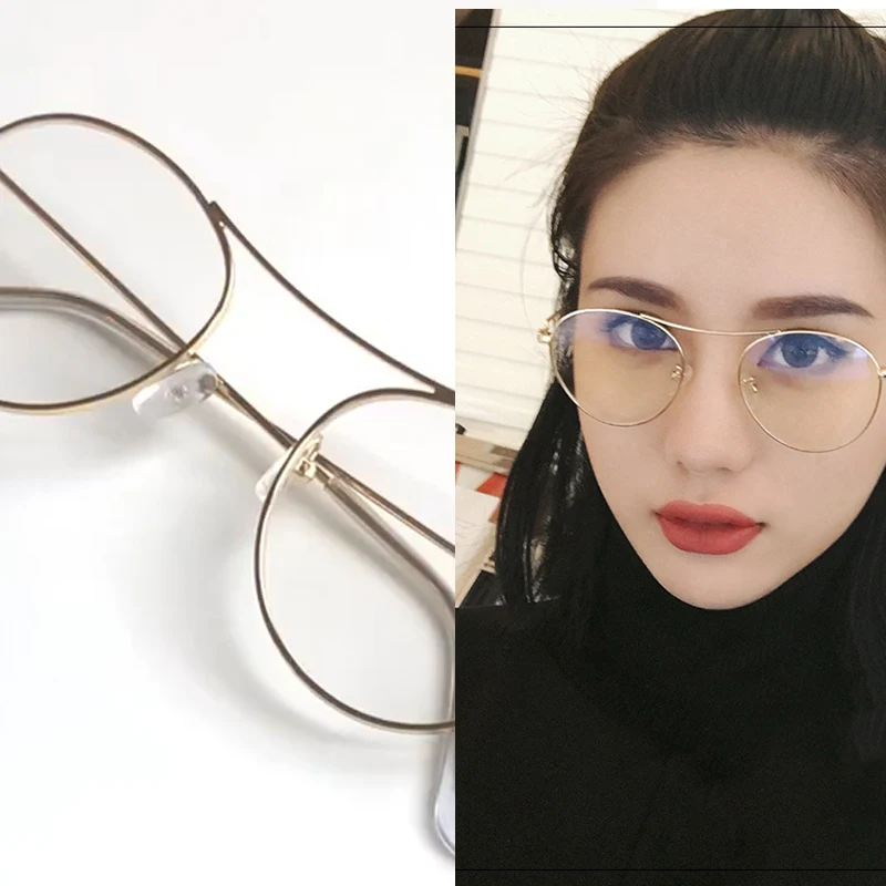 

Round Plain mirror Frame Retro Men Women Transparent Glasses Computer Eyeglasses Frame anti-fatigue goggles Clear Lens Eyewear