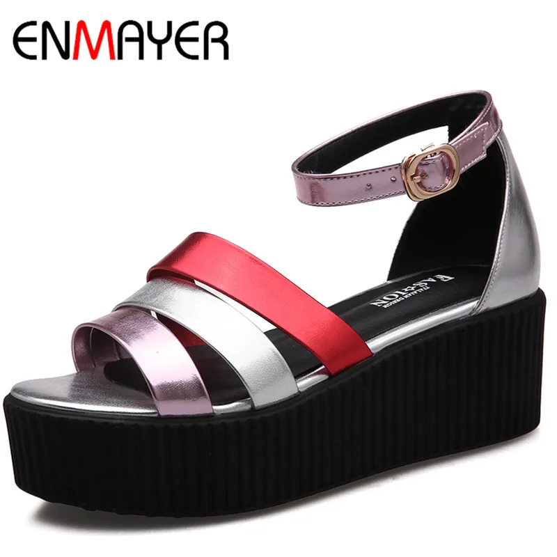 

ENMAYER New Women Fashion High Heels Platform Sandals Shoes Women New Green Shoes Summer Wedges Open Toe Casual Sandals Shoes