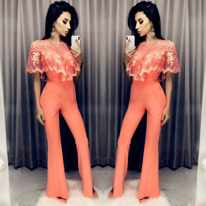 orange lace jumpsuit