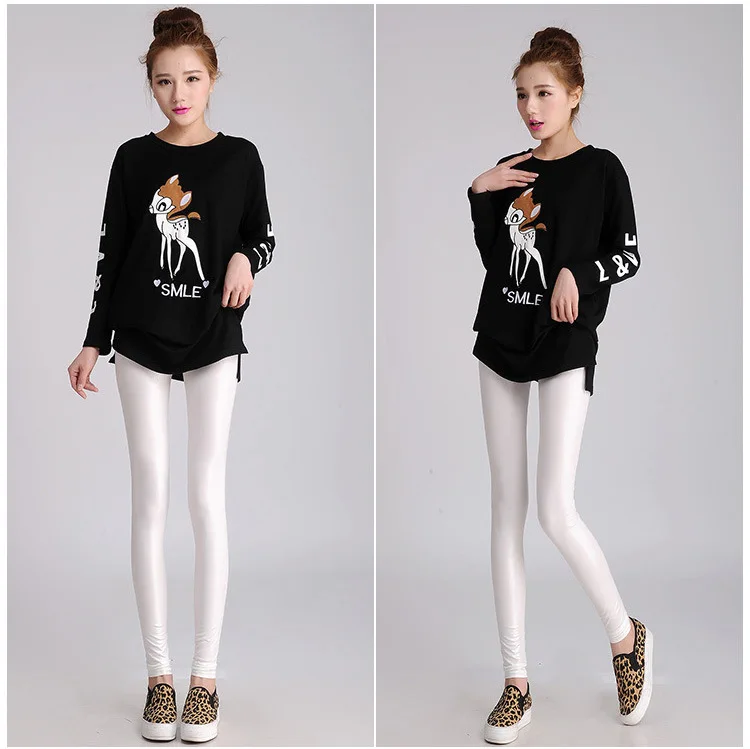 CHSDCSI Leather pants women Elastic Slim Trousers Matte Imitation snake Leggings Fashion Solid Trousers lady Black Thin Pant