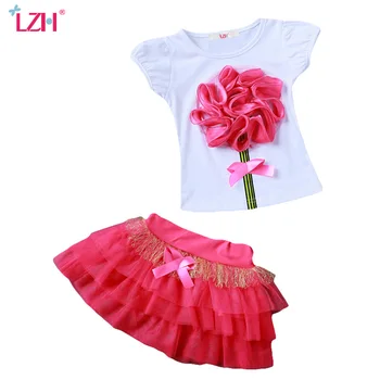 

LZH Children Clothing 2019 Summer Toddler Girls Clothes T-Shirt+Skirt 2pcs Kids Clothes Girls Sport Suit For Girls Clothing Sets