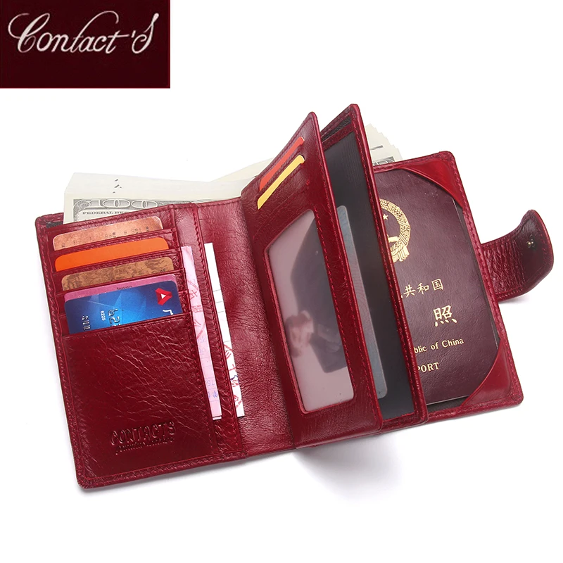 Luxury Brand Women Genuine Leather Passport Wallet Travel Wallets Money