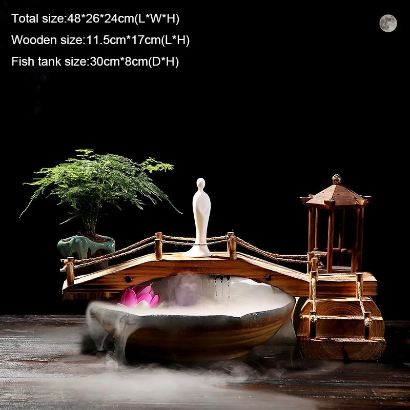 110 В/220 В китайский стиль дзен фэн шуй фонтан течёт вода настольные украшения керамический аквариум Lucky офис украшение дома