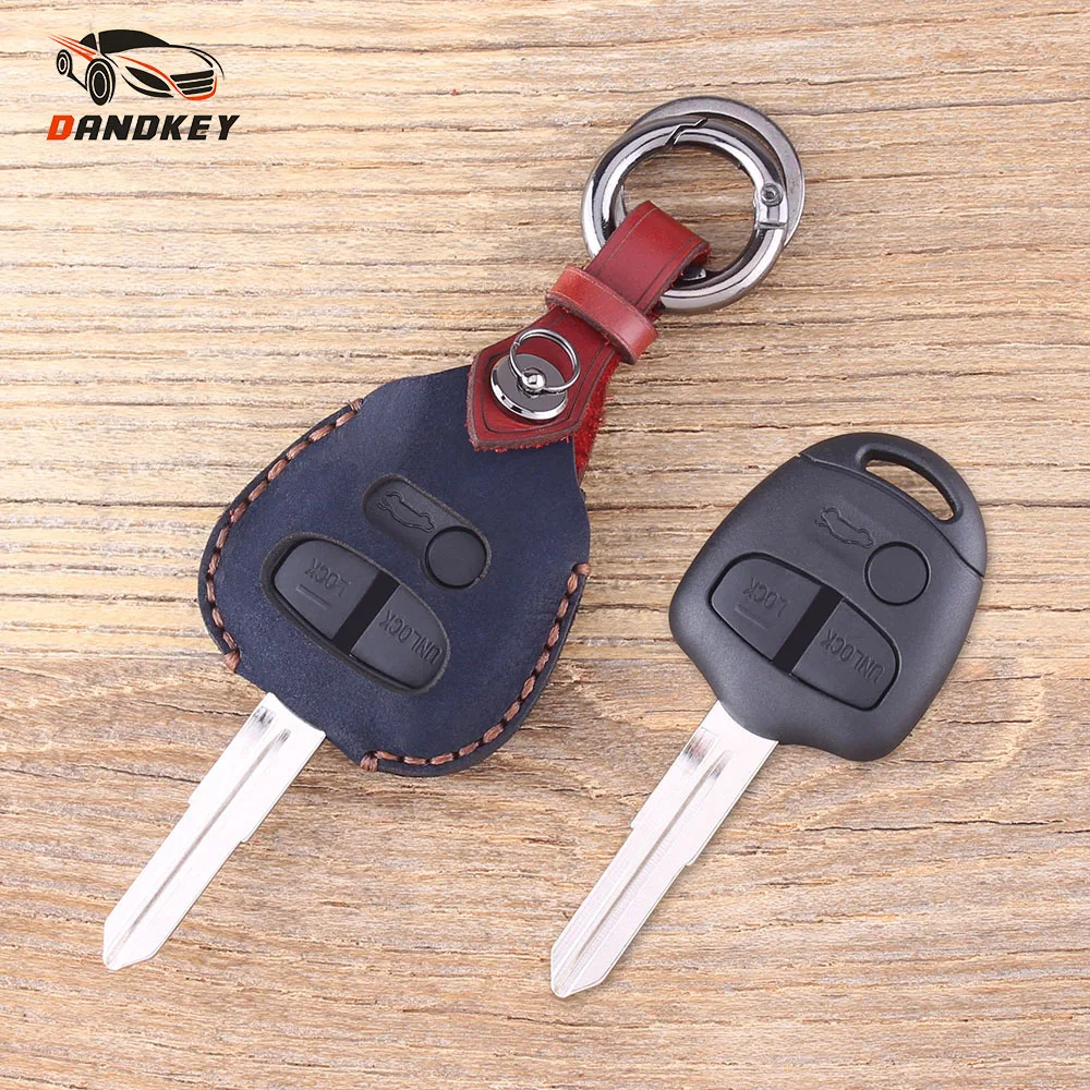 

DANDKEY 3 Buttons Genuine Leather Protector Key Case Shell Cover For Mitsubishi Lancer EX Evolution Grandis Outlander