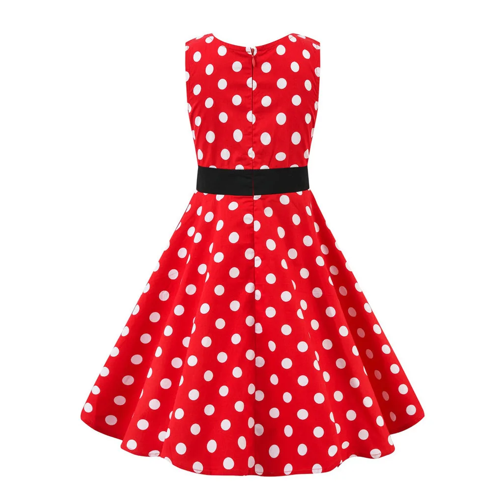 

Kids Girls Dresses Summer 2019 Vintage 1950s Retro Sleeveless Dot Print Children Baby Girl Belle Dress For Child Girls Clothing