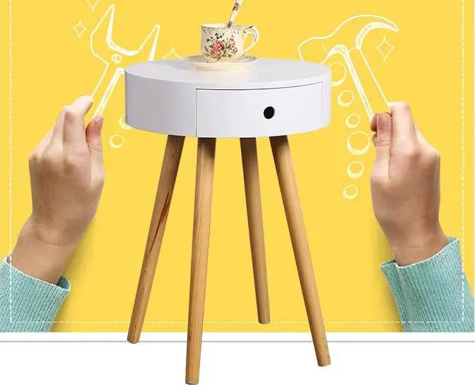 Living Room Corner Table Round Coffee Table Modern Bedside Table With Drawer
