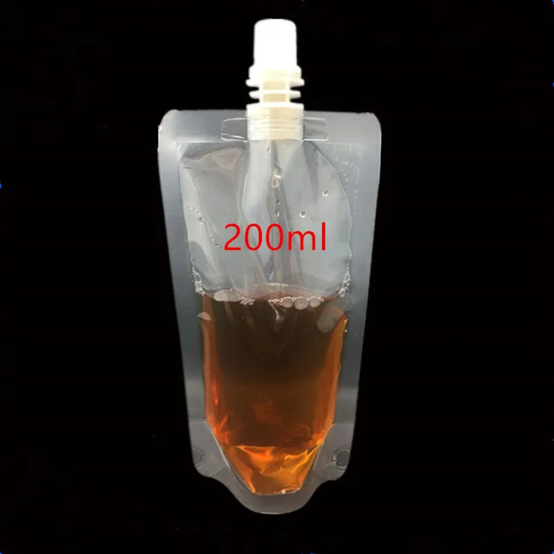 200ml Transparent Plastic Suction Beverage Bags, Milk tea Juice