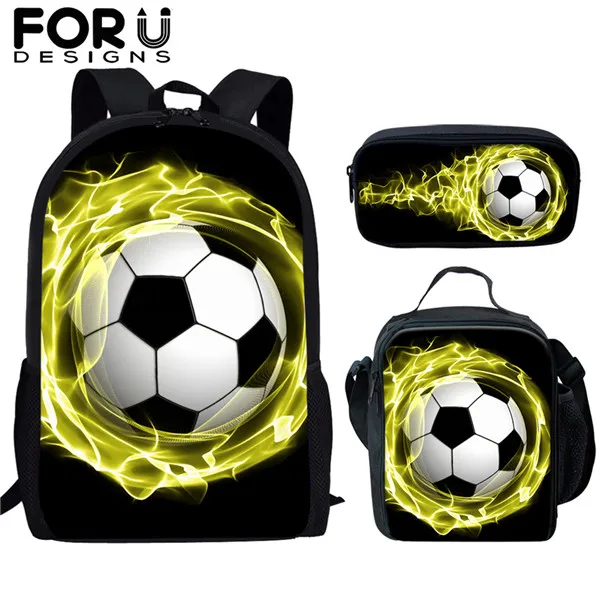 FORUDESIGNS/3 шт./компл. детские школьные сумки 3D Ice Soccerly/Ножной Мяч Узор рюкзак школьный рюкзак для подростков мальчиков и девочек книжные сумки Mochila - Цвет: HME702CGK