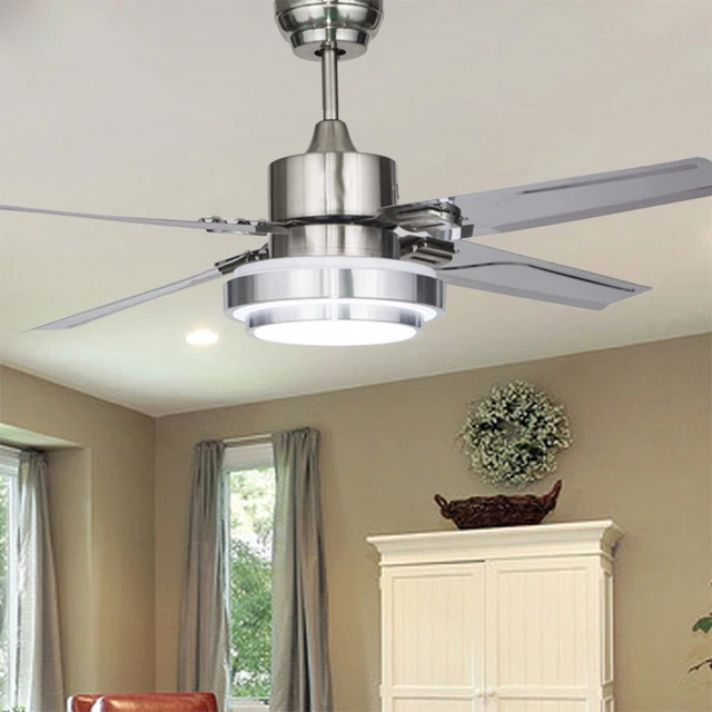 48 Inch Stainless Steel Ceiling Fan Led Lamp 4 Leaves Modern 48 Inch Stainless Steel Ceiling Fan Led Lamp 4 Leaves Modern With 18w