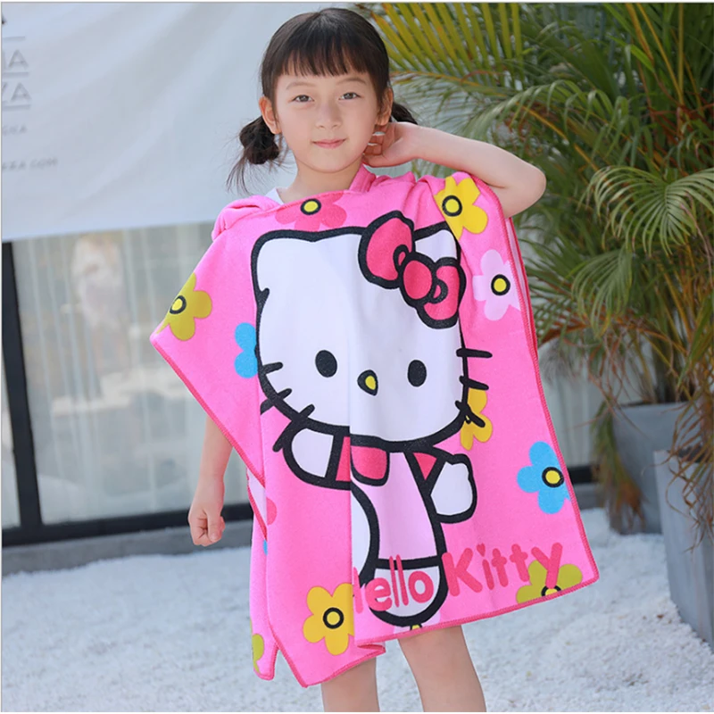 

New Cartoon Hooded Cloak Beach Towel Animal Printed Microfiber Baby Boys Girls Kids Swimming Bath Towel