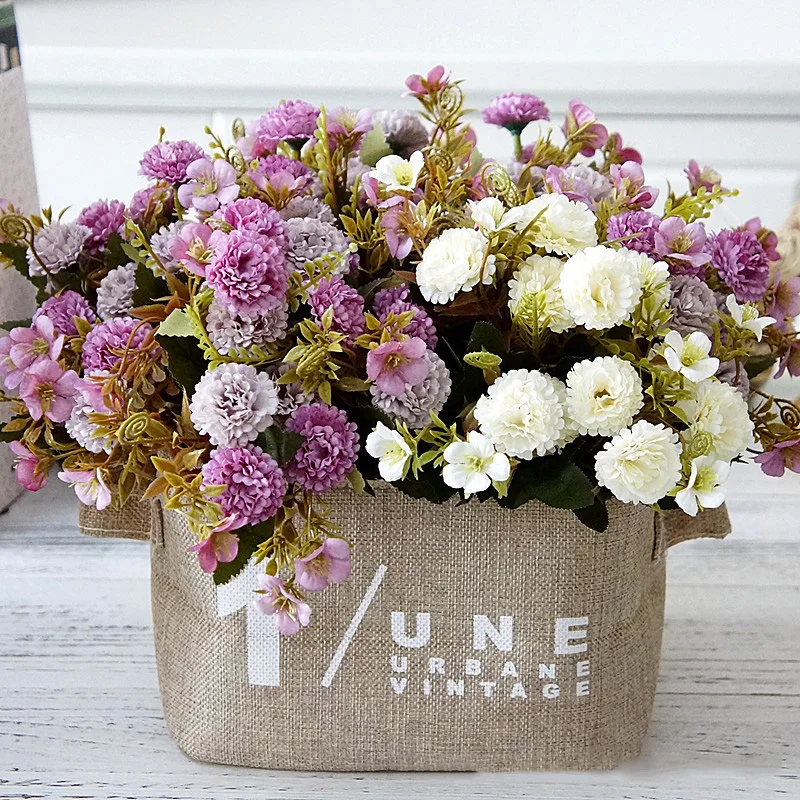 Flone Artificial Flowers High Quality Silk Bouquet Fake Flowers Wedding Display Flower European Style Carnation Home Decoration (3)