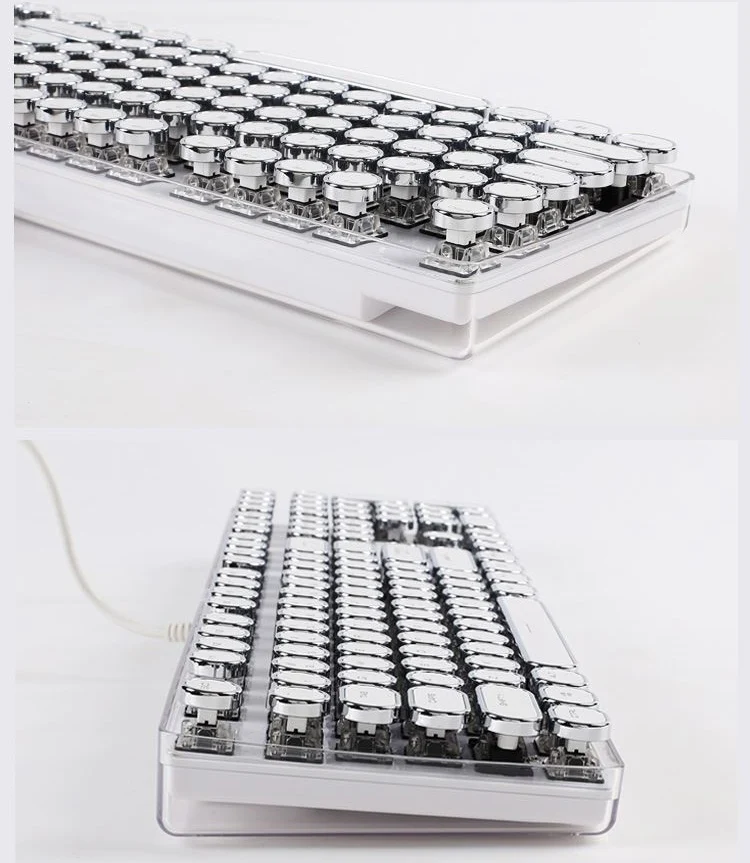 Magicforce Crystal 108 клавиш винтажная машинка издание USB Проводная Механическая игровая клавиатура с подсветкой, вишневые переключатели золотые брелки
