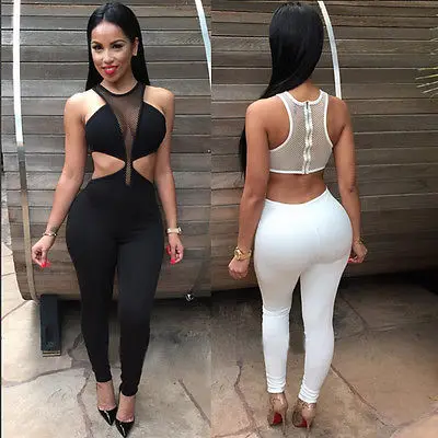 2016 новых мужчин дамы Clubwear Playsuit рукавов Bodycon ну вечеринку комбинезон ползунки