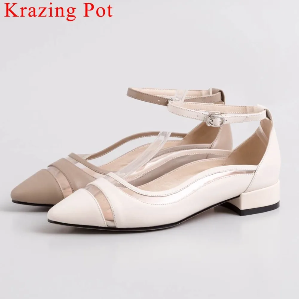 

Krazing Pot british style natural leather low heels buckle strap square toe women pumps dating daily wear Mary Janes shoes L08