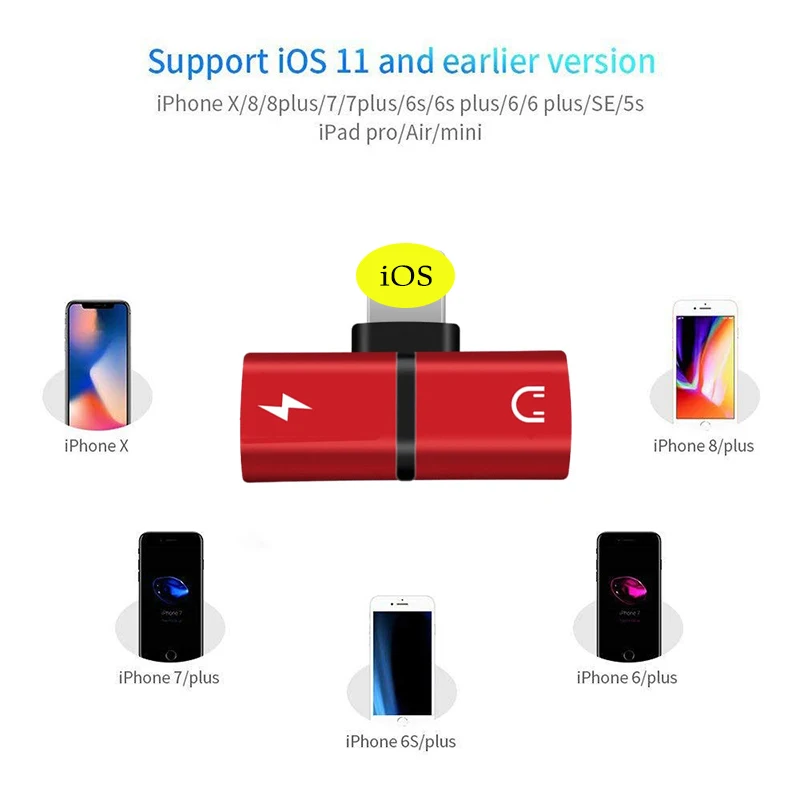 Двойной для Lightning адаптер iPhone 7 зарядки Aux аудио телефонный сплиттер 8 плюс 10 X otg