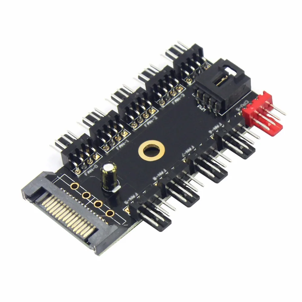 1 to 10 4Pin Fans 12V for Molex / Sata Power Suppply Cooling Fans Hub Splitter PC Pwm Cable Cooler Adapter for Computer Mining