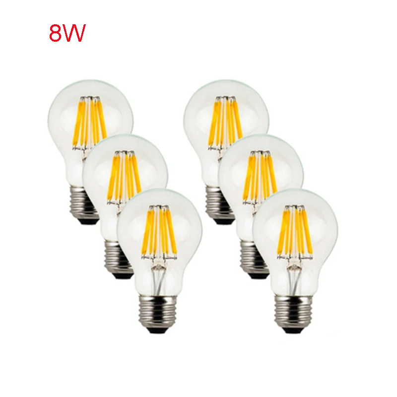 Ретро Led накаливания свет лампы e27 2 Вт 4 6 8 85 265 В A60 Clear стекло оболочки старинные