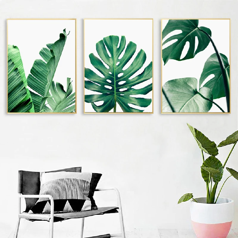 

Tropical Leaf Posters and Prints Monstera Banana Palm Leaf Canvas Painting Botanical Green Leaves Pictures Home Wall Art Decor