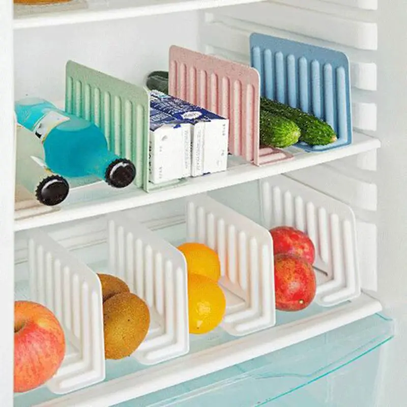 

4pcs Fridge Storage Rack Layer Partition Refrigerator Organize Cases Home Use Kitchen Storage