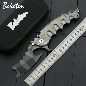 

BETEKEN D2 steel Man war Folding knife TC4 Titanium handle ball bearing outdoor camping hunting survival pocket knives EDC tools