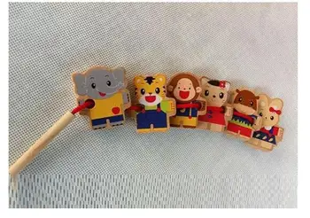 

Wooden blocks The bead game Parent child interaction Threading Baby toy 6 Animal model gift