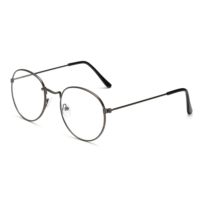 Retro Eyeglasses Frames Harajuku metal round flat mirror men and women literary round frame decorative frame