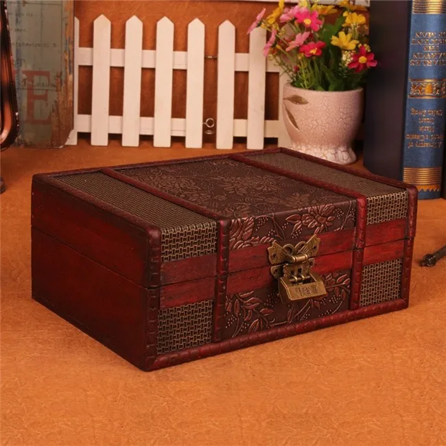 23X16X9,5 см винтажный Ностальгический стиль ретро чемодан деревянная коробка для хранения шкатулка декоративный узор с замком настольная книга finishin