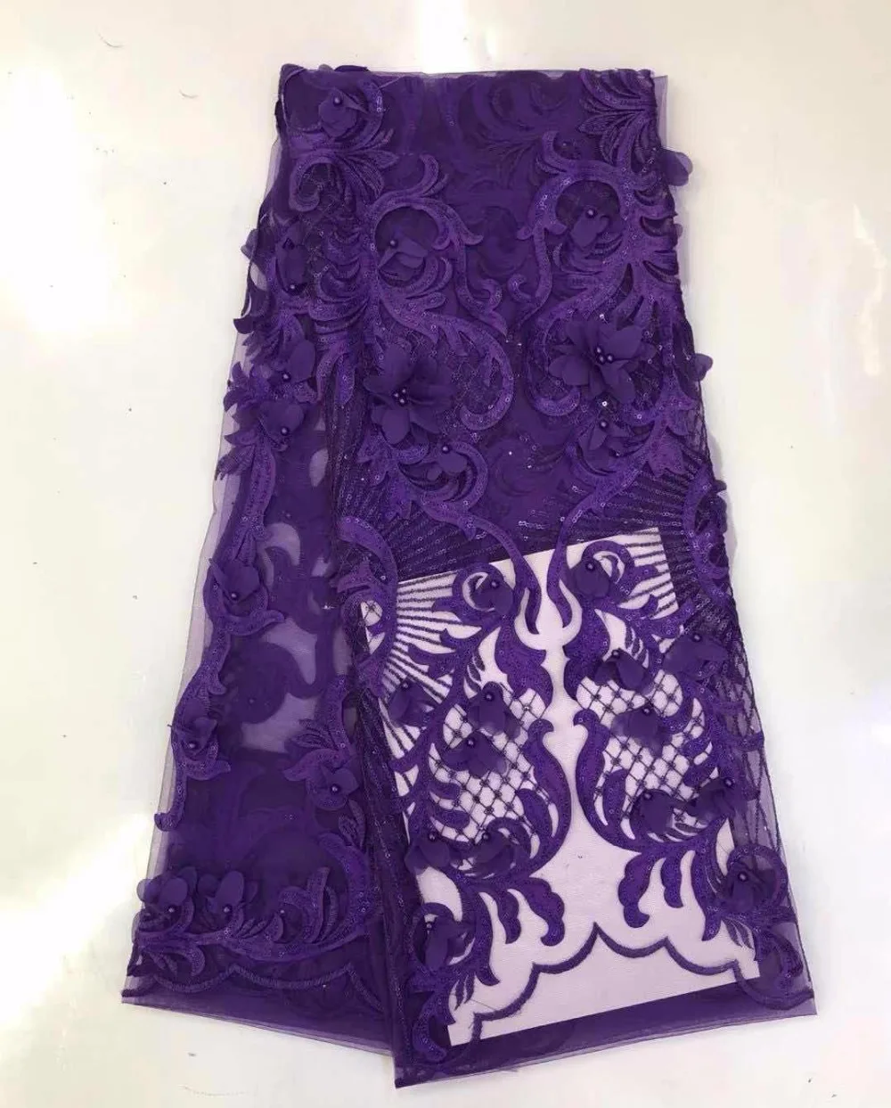 

2018 Latest French Nigerian Laces Fabrics High Quality Beaded Tulle African Laces Fabric Wedding African French Tulle Lace(FJ-12