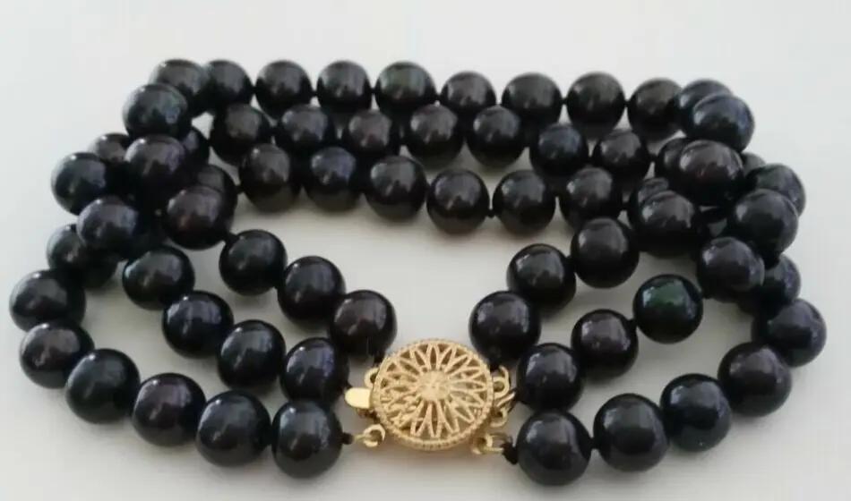 

Free Shipping >>>>> triple strands 8-9mm natural tahitian black pearl bracelet 7.5-8inch