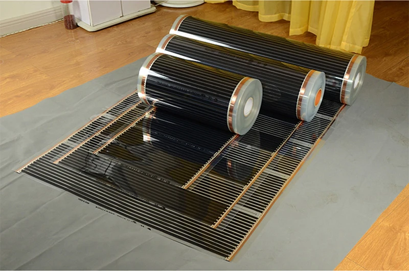 20M2 0,5 м 0,8 м ширина 1 м Электрический инфракрасный напольный ковер ламинат Напольное отопление углеродная фольга