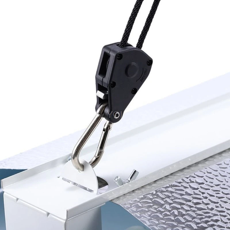

2Pcs/Pair 1/8" Adjustable Nylon Rope Ratchet Hangers Heavy Duty Hoists Hooks Reflector Lifters For LED Grow Light Tent Lamp