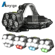 Anyige 7 светодиодный налобный фонарь usb xml t6 фонарь XPE перезаряжаемые 18650 батарея фонарик лоб фара охота и рыбалка