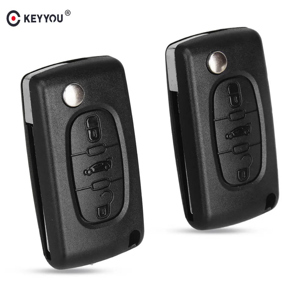 

KEYYOU 3 Buttons Flip Remote Car Key Case Fob Shell For CITROEN C2 C3 C4 C5 C6 C8 XSARA PICASSO With Blade Groove CE0536