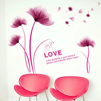 

Romantic blooming flowers Wall Stickers for Home Decor Art Decals Living room bedroom background decoration sticker Wallpaper