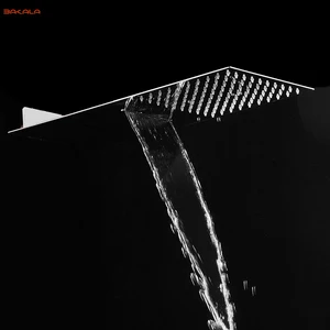 BAKALA Rectangle Bathroom Stainless Steel Rain Shower Head Rainfall Bath Shower Chrome Top Sprayer HighPressure Rainfall Shower BAKALA Rectangle Bathroom Stainless Steel Rain Shower Head Rainfall Bath Shower Chrome Top Sprayer HighPressure Rainfall Shower