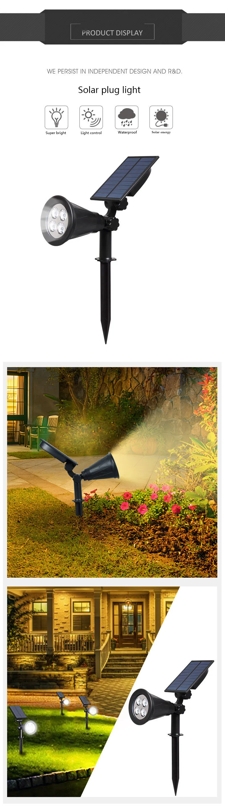 Plug-in de Luz de Inundação do Jardim ao ar Led à Prova Luz da Parede Luz da Paisagem para a Decoração do Jardim Holofotes Energia Solar Gramado Livre d' Água 5 Luminárias gramado
