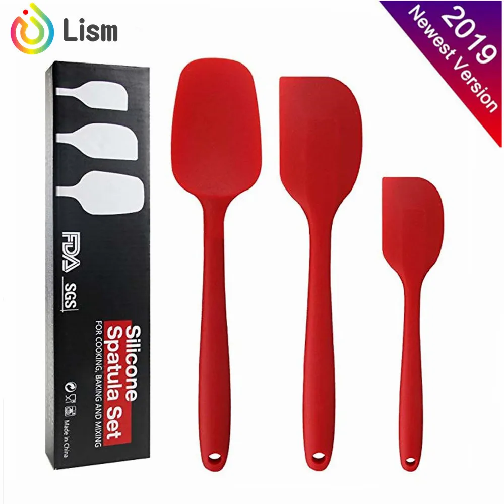 Cake Spatula Set 3 Piece Seamless Rubber Spatulas Non stick with