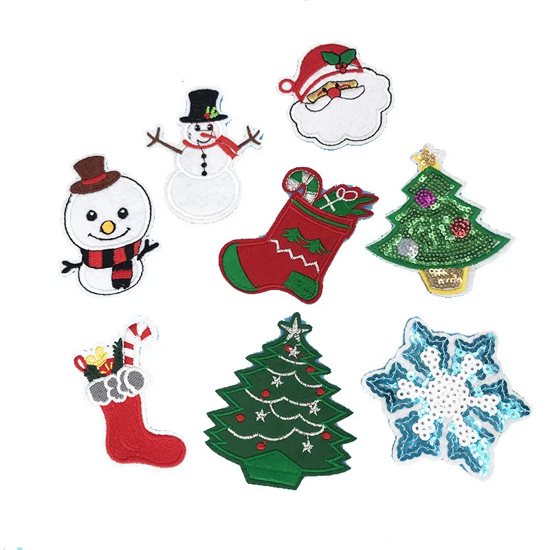 

David accessories Merry Christmas Tree Snowman Embroidery Patch,DIY Crafts Sewing For Clothing Hat Bag Shoes,5Yc4926