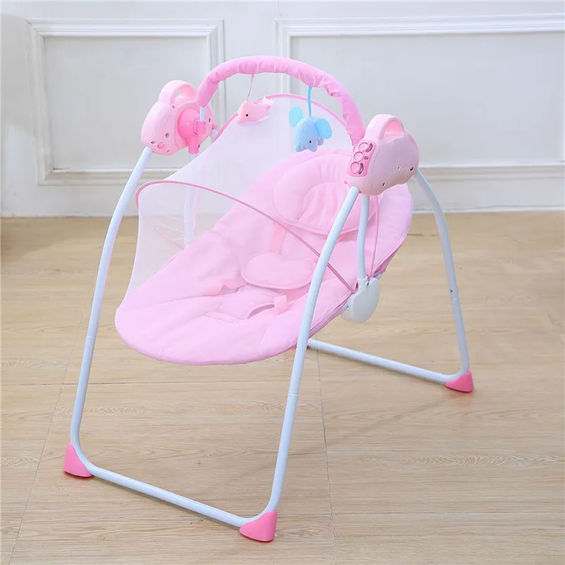 Cunas Para Bebes многофункциональная интеллектуальная электрическая портативная детская кроватка музыка Bluetooth детская кроватка-колыбель кресло-качалка - Цвет: Standard pink A