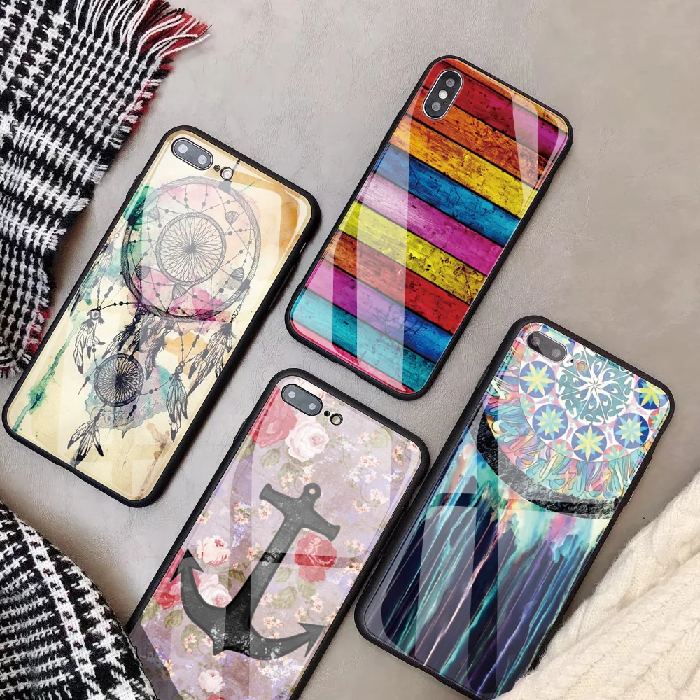 

Custom Tempered Glass Phone Case For iphone X 5 5S SE DIY glass case for iPhone 7 8Plus 6 6s XS Max XR colour