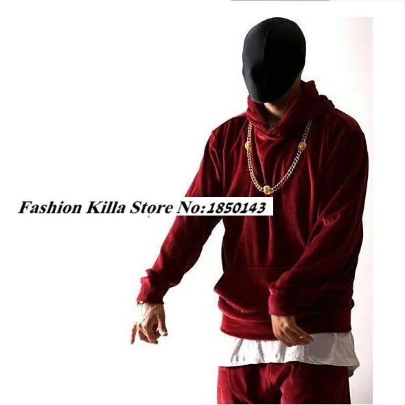 HipHop Fashion Mens Velvet Velour Hood Hoodies Tracksuit