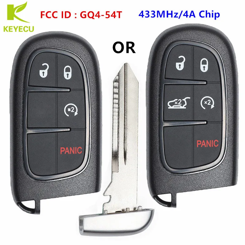 

KEYECU Replacement Remote Fobik Key FOB 433MHz 4A Chip for Jeep Cherokee 2014-2019 FCC ID: GQ4-54T