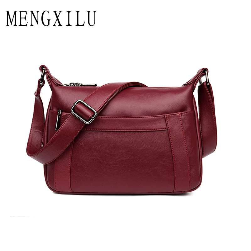 

MENGXILU Designer Middle-aged Ladies Mother Tote Bag Women Leather Retro Bags Vintage Crossbody Bags Women Messenger Bags 2018