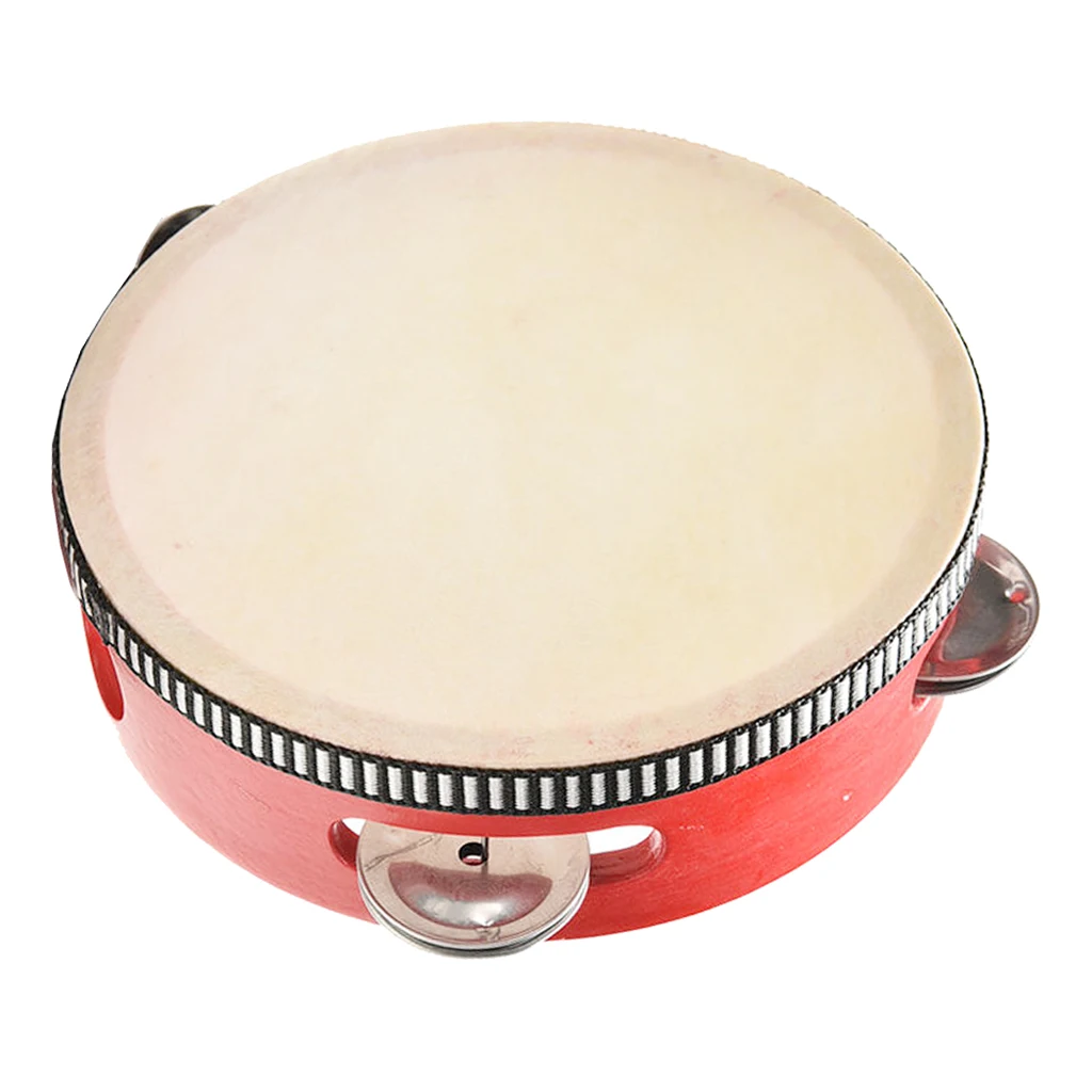 6' Musical Tamborine Drum Round Percussion 4 Jingles For KTV / Party/ Festival or Celebration or as Education Toy