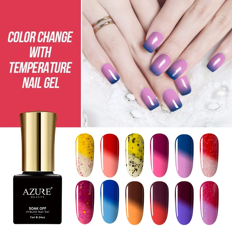 

AZURE BEAUTY Gel Polish Nail Glue Soak Off Thermal Chameleon Color Gel Varnish Azure Nail Gel Polish Hybrid Enamel