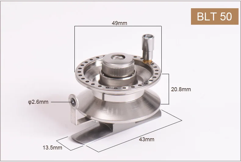LEO полностью Металлическая ультра-светильник, катушка для подледной рыбалки с колесом, катушка для ловли нахлыстом с ЧПУ, Обработанная Алюминий - Цвет: BLT-50